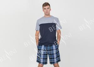 China Contrast Color Mens Summer Sleepwear / Mens Short Sleeve Pyjamas Very Soft Handfeel wholesale