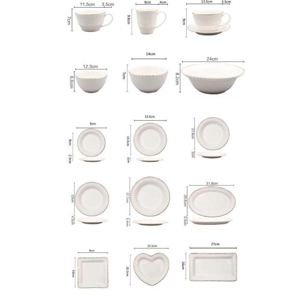 3D Design Porcelain White Dinnerware Heart Shaped Dishwasher Safe