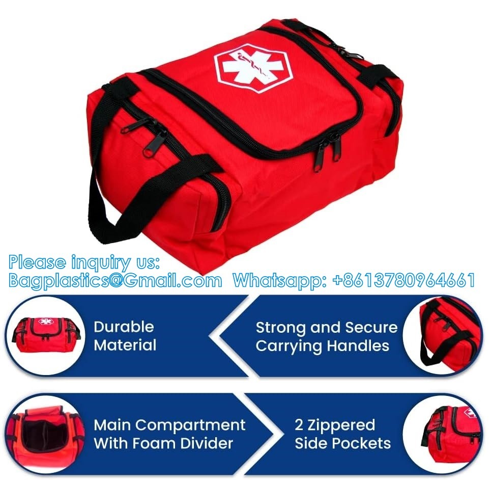 First Aid Bag Empty Trauma Medical Bag Emergency First Responder Bag Organizer EMS EMT Shoulder Carry Bag 13 X9 X7