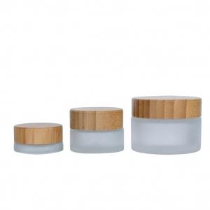 China 50g 61.3mm Cosmetic Bamboo Bottle Cosmetic Glass Jar Sustainable Packaging wholesale