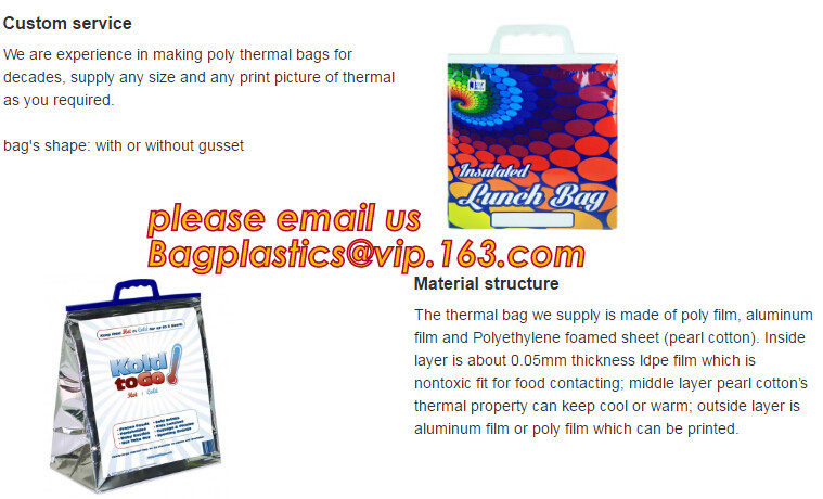 Custom Packing Aluminum Foil Zip-Lock Grocery Handle Thermal Insulation Cooler Bag For Outdoors,Promotional Insulated La