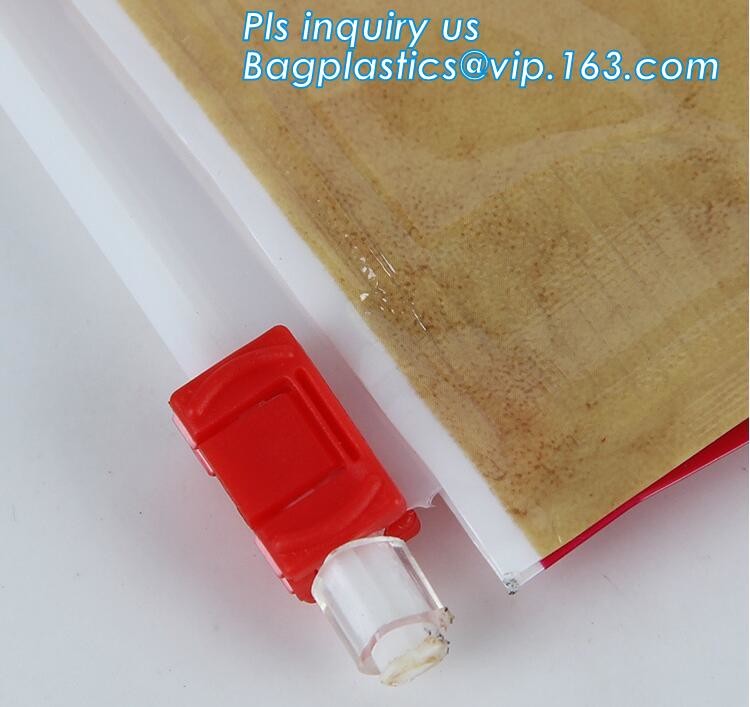 quad seal bottom and bottom load metallized film slider zipper packaging bag, Metal Zipper Printing PVC Slider Bags