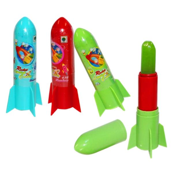 Rocket Shape Lipstick Fruit Lollipops Halal Assorted Flavor For Children