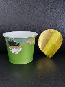 China 150ml plastic yogurt IML print with aluminum foil lid and plastic lid wholesale