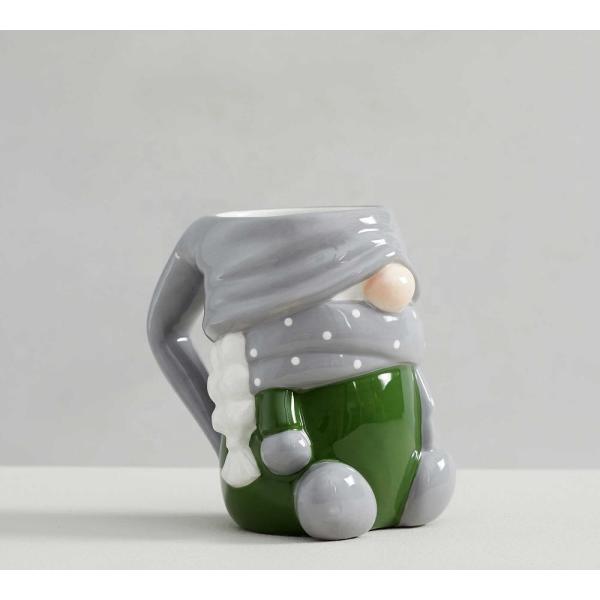 12oz 350ml Ceramic Milk Mugs Hand Painting 3D Relief For Christmas Festive