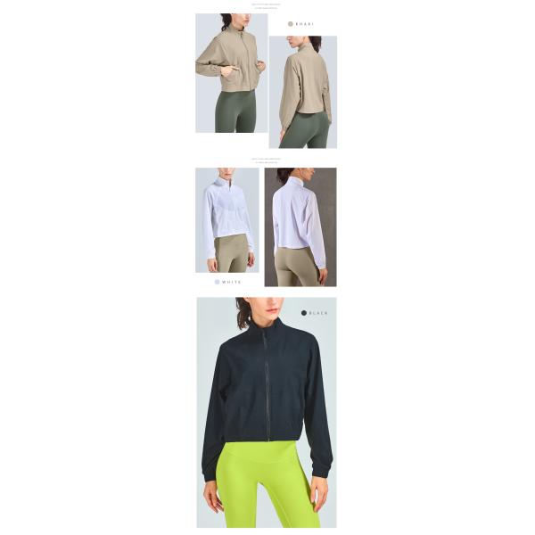 Ironing Free Front Zipper Jacket High Neck Breathable Cropped Gym Jacket
