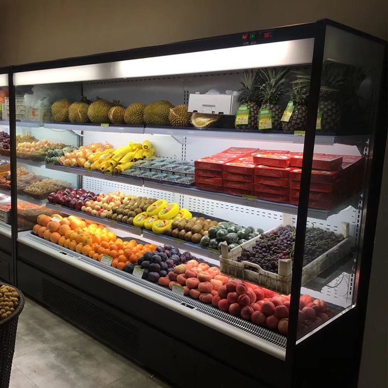 Auto Defrost Open Air Refrigerated Display Cases Fridge Cabinet Single Temperature