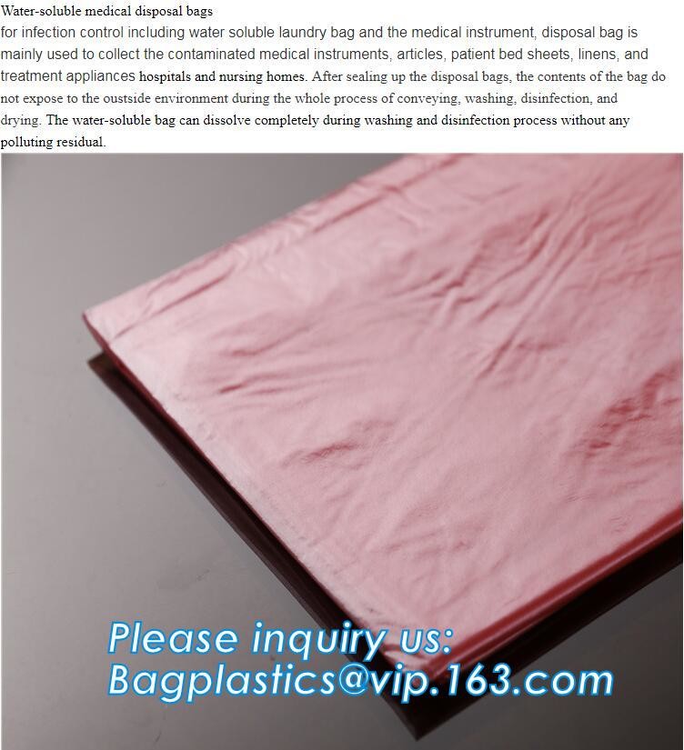 Pva Water Soluble Trip Laundry Bags Pva Plastic Bag, Disposable Water Soluble PVA Bag For Hospital Infection