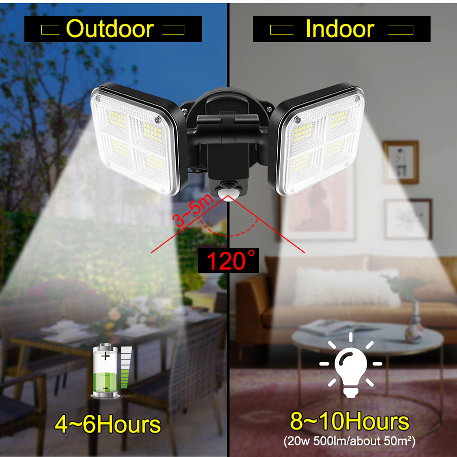 2.5W 122PCS LED Solar Powered Lights Motion Sensor Solar Lamp