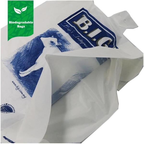 Custom design plant based compostable biodegradable HDPE soft loop handle plastic shopping bag, flexi soft loop handle p