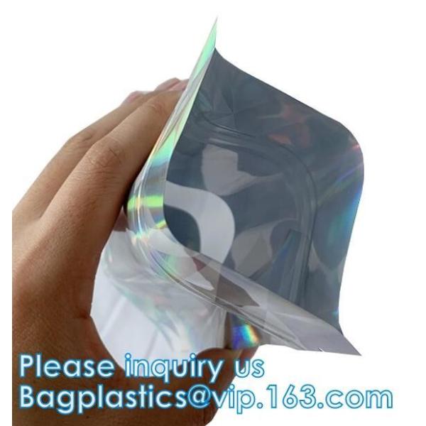 Bagease pack Recloseable Transparent Front Holographic Stand Up Pouch / Plastic Cosmetic Bag / Nail Polish Packaging