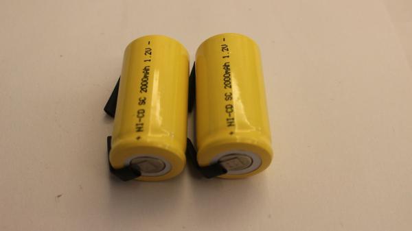 Quality SC Size 1.2V Cylindrical NICD Rechargeable Batteries 2000mAh for R/C Hobbies for sale