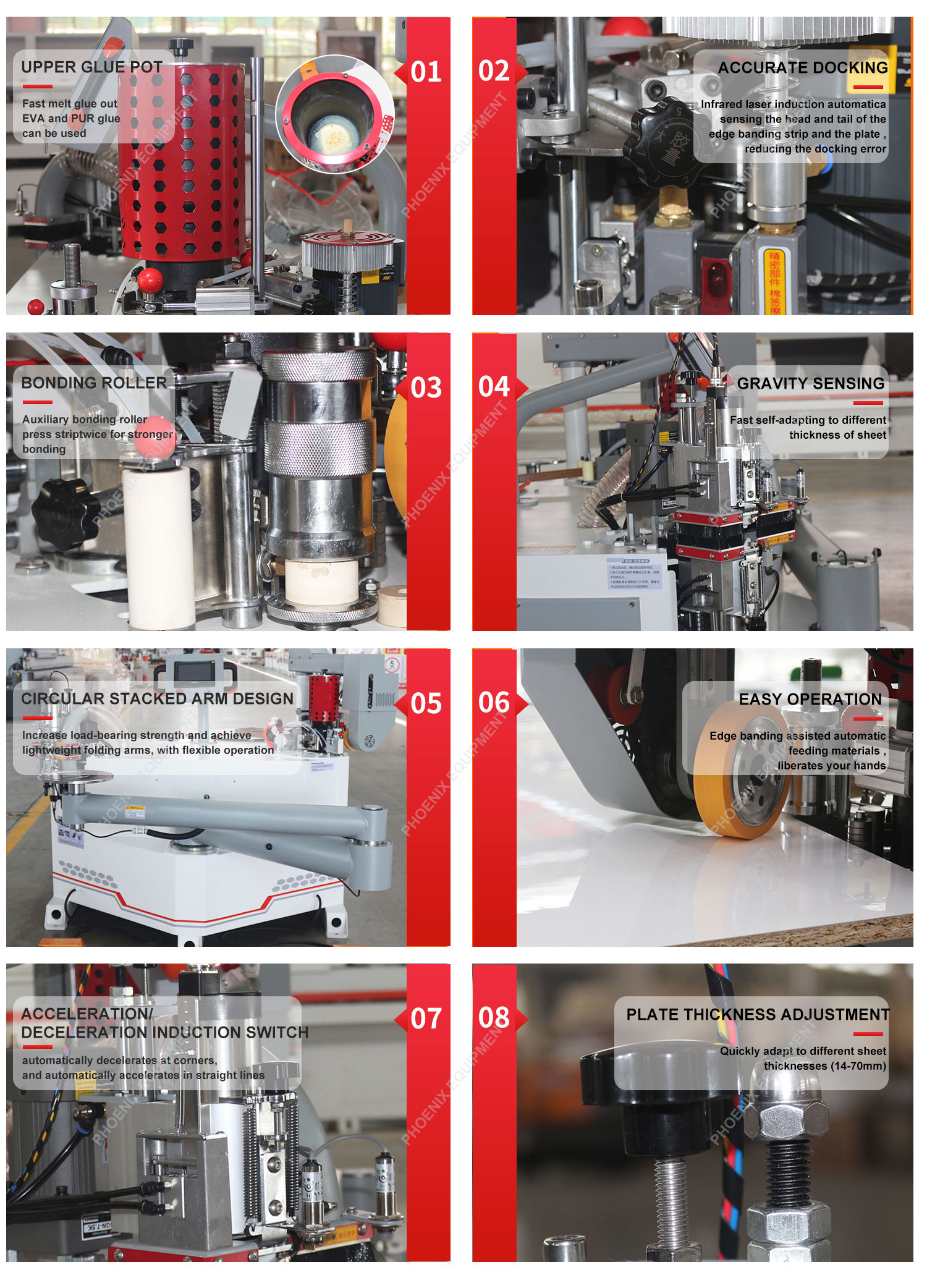 110C-210C Glue Pot Laser Precision Docking Straight Curve Rocker Automatic Edge Banding Machine
