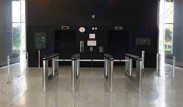 Led LOGO Anti Climbing Swing Barrier Gate Double Channel With CE Certificated
