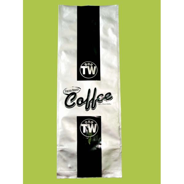 Printed Matte Finish Coffee Bags Packaging Tin-tie Silvery Square Bottom
