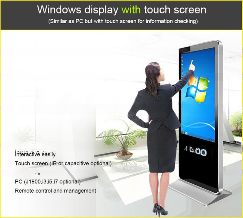 4K UHD 55" inch LCD Alone Floor standing computer touchscreen for advertising kiosk self-service terminal