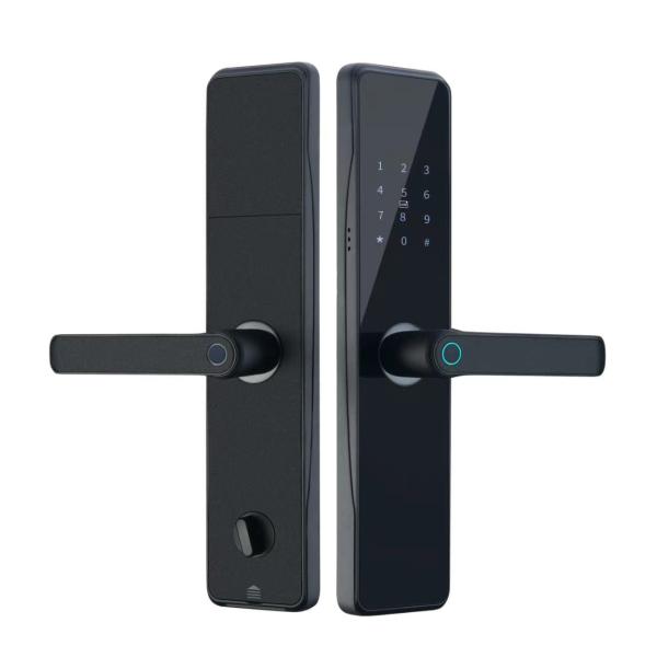 Black Biometric Door Handle Lock , Digital Keyless Door Lock Fingerprint