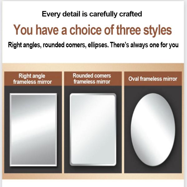 Customized Size Glass Mirror Wall Adhesive Magic Frameless Salon Bathroom Wavy Mirror