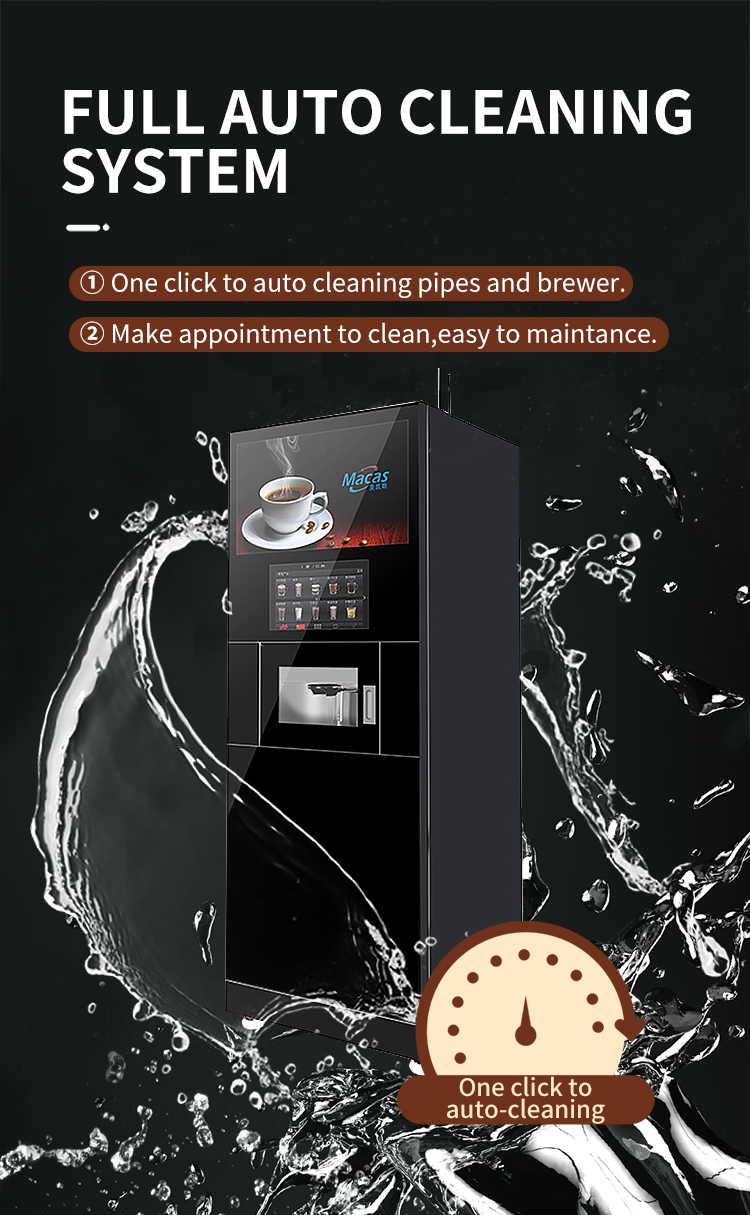 220VAC Touch Screen Automatic Bean Coffee Machine QR Code Ordering