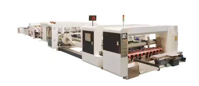 Automatic Folder Gluer Stitcher Strapper All Inline Machine, PP belt heated or PE tape tied