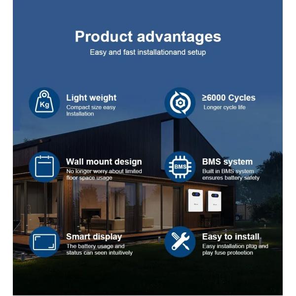 Lifepo4 Lithium Ion Battery Pack Powerwall Wall Mounted Battery 48V 100Ah 12V Deep Cycle Battery for Home Residential