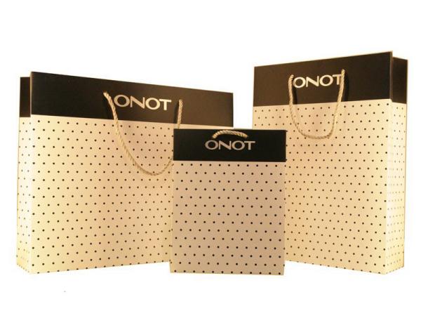 Quality Onot 210g Matt Lamination Paper Carrier Bag With Twist Rope Handle For Shopping for sale