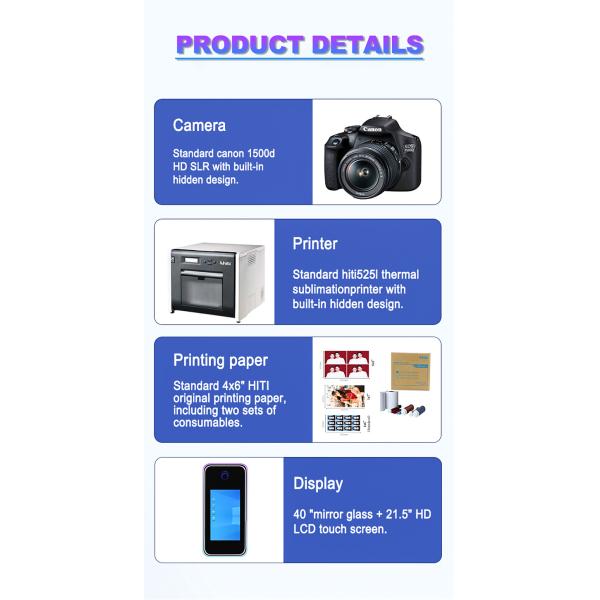 RGB Dimmable Mirrored Photo Booth Roamer Mirror Touch Screen Photo Booth