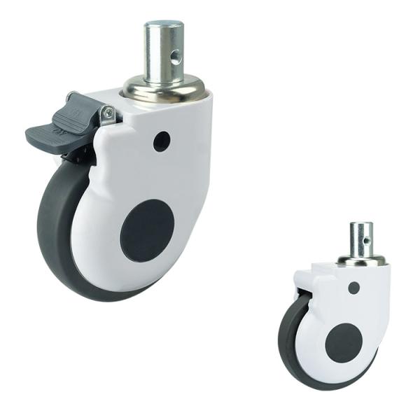4 Inch Soft Silent Medical Wheels Stem Type Lockable TPR Hospital Bed Castors Floor-protecting OEM