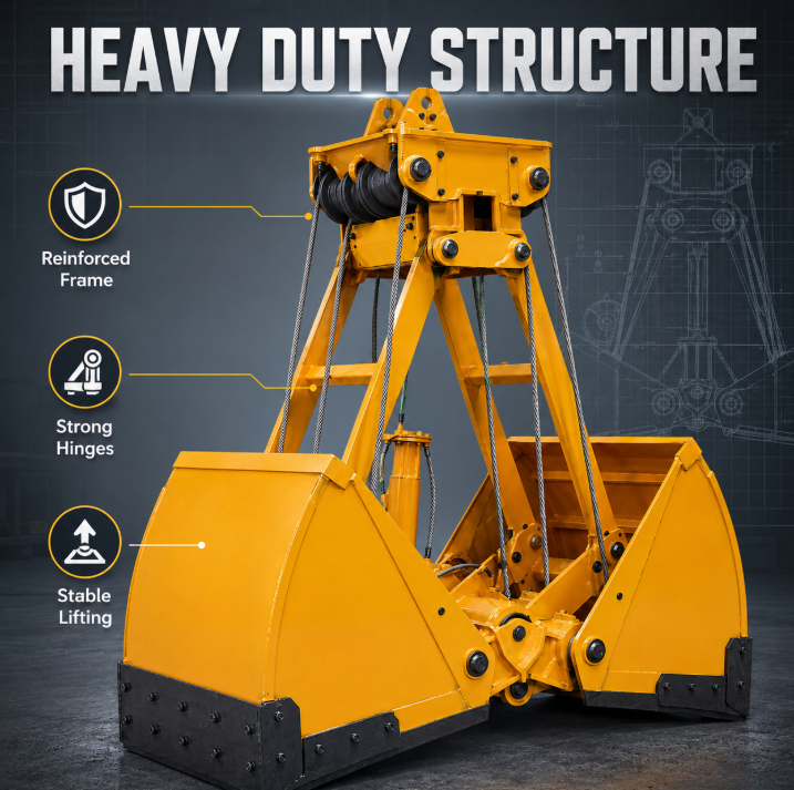 Heavy Duty Wireless Remote Control Double Shell Clamshell Grab for Port Wharf Bulk Cargo Handling & River Dredging