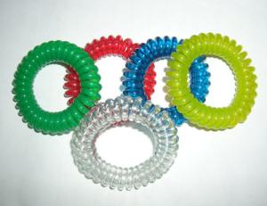 China Spiral wrist coil with ring key chain keychain holder stretchable wrist&amp;neck coil lanyard wholesale