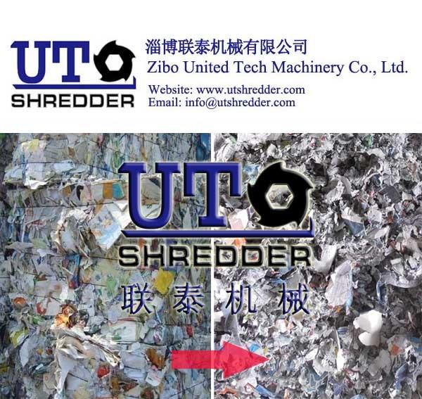 Quality single shaft shredder in coated paper, ads paper, art paper shredding / paper shredder/ paper crusher / waste paper for sale