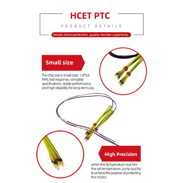 HCET 10k PTC Thermistor Switch Epoxy Sealed Motor Temperature Sensor Probe
