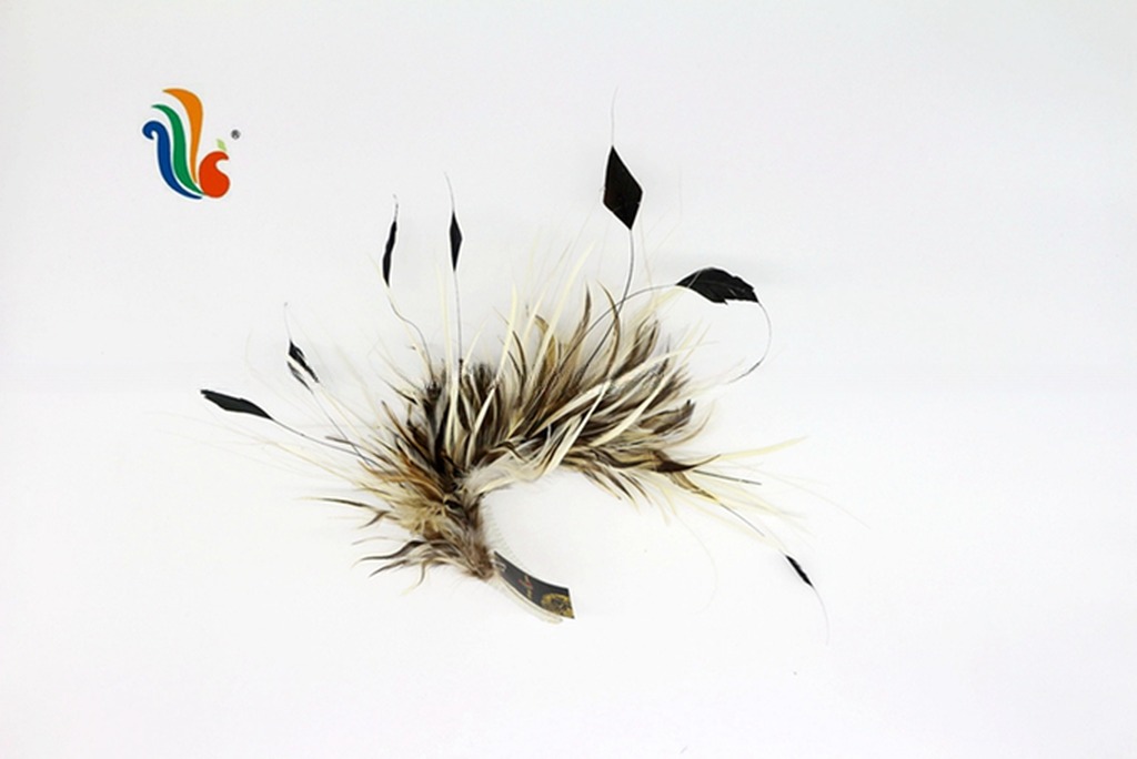 15*30 cm Goose Feather Millinery Supplies with Stripped Coque and Hackle Flower Mount