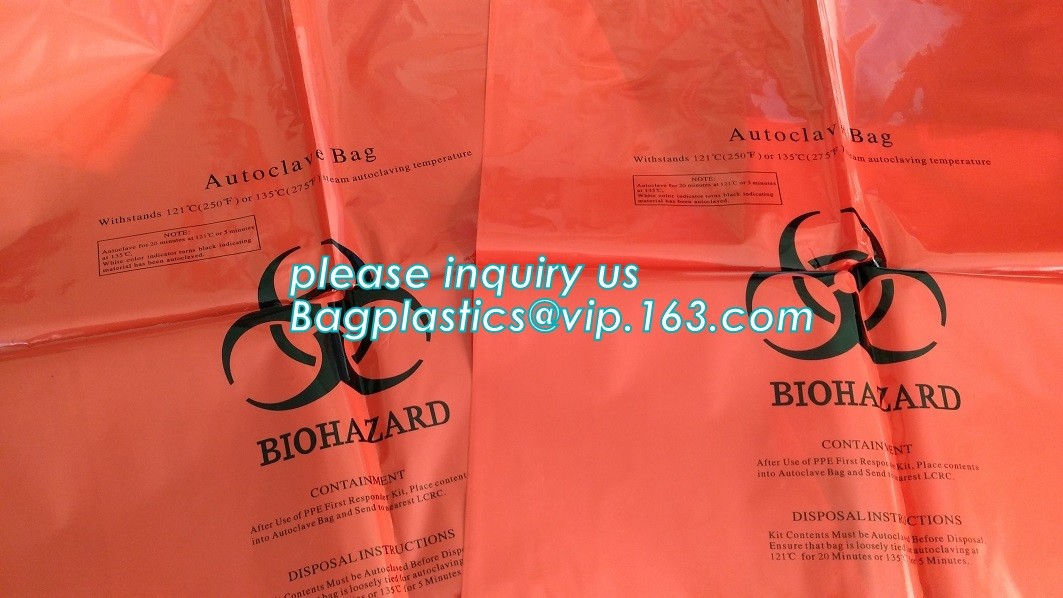 LDPE biohazard waste bin bags disposable medical autoclave bags, biohazard specimen bag plastic adhesive flat bag, bagea