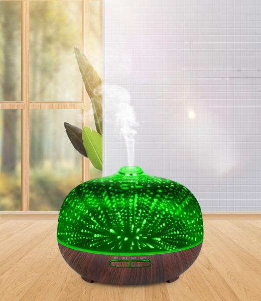 Indoor 3D Glass 6H 300ml Aroma Diffuser Ultrasonic Humidifier