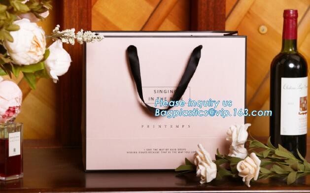 Custom paper bag with handle coated white paper bag printing pattern flower carrier bag,Flower carrier paper bags with d