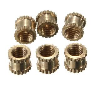 China Brass Knurl Nuts M3 4mm L-4mm OD Metric Threaded Nuts Insert Round Shape wholesale