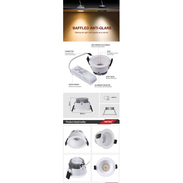 Dimmable COB Anti Glare Downlight Ceiling LED Down Light