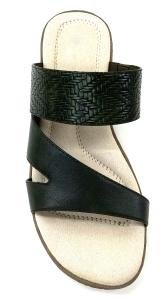 China Stylish Womens Flat Sandals With Leather Upper Material Rubber Sole wholesale