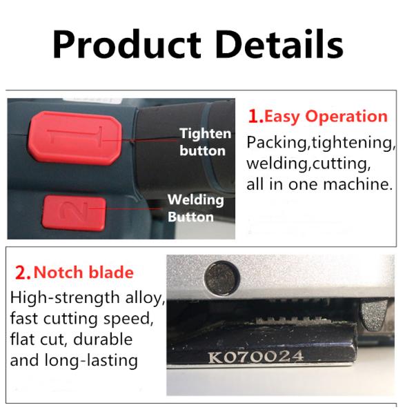 Automatic Portable Strapping Machine for PP PET Belt Welding Time 2-5s Battery Powered