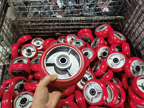 Mobility Durability Industrial PU Heavy Duty Spring Loaded Bearings Castor Wheels Singel 4"rigid Swivel Gates