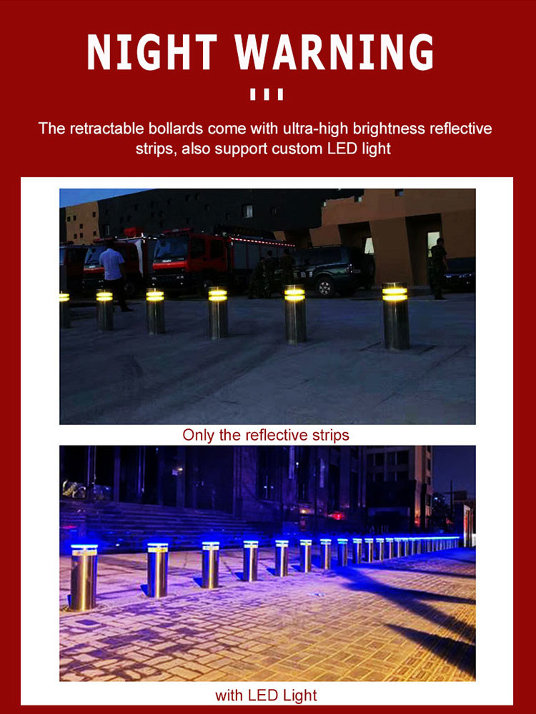 Automatic Electric Bollards Weatherproof Retractable Security Bollard with Remote Control Function