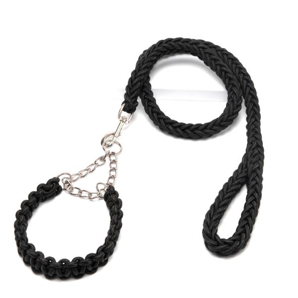 Nylon Dog Kitten Collar Leash Anti Impact Explosive Traction P-Chain Belt 8 Strand