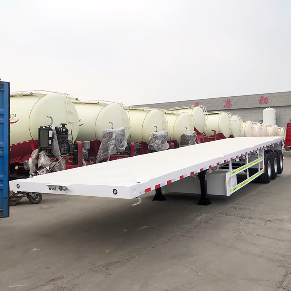 Container Transportation 2 3 4 Axles 20feet Platform Semi Trailer Flatbed Semi Trailer For Sale With Fuwa / BP Axle