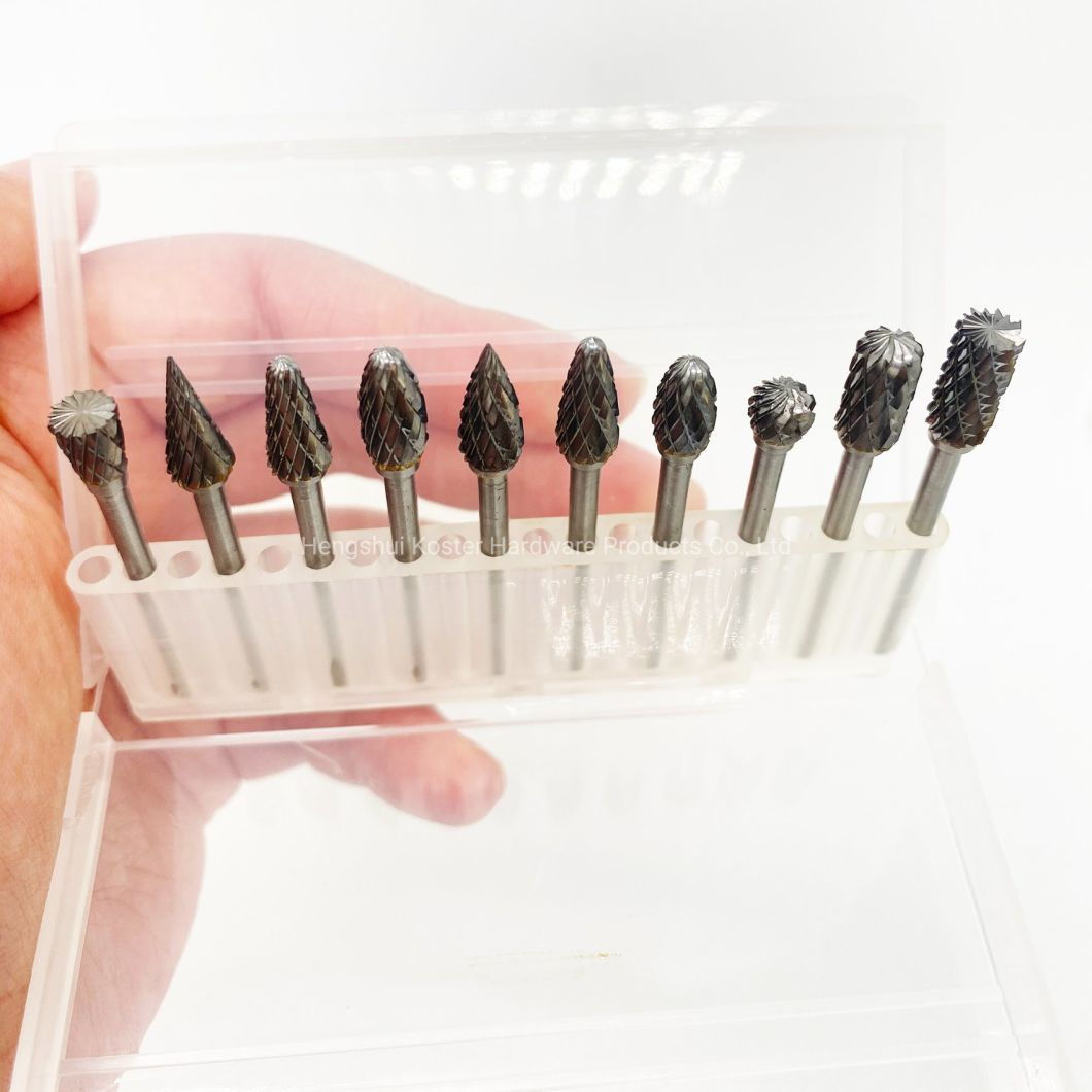 10PCS 6X10mm Carbid Rotari Carving Bur Yg8 Bit Five-Linkage CNC Tool Grinder Steel 1/4&quot; Shank Tungsten Carbide Burr Set