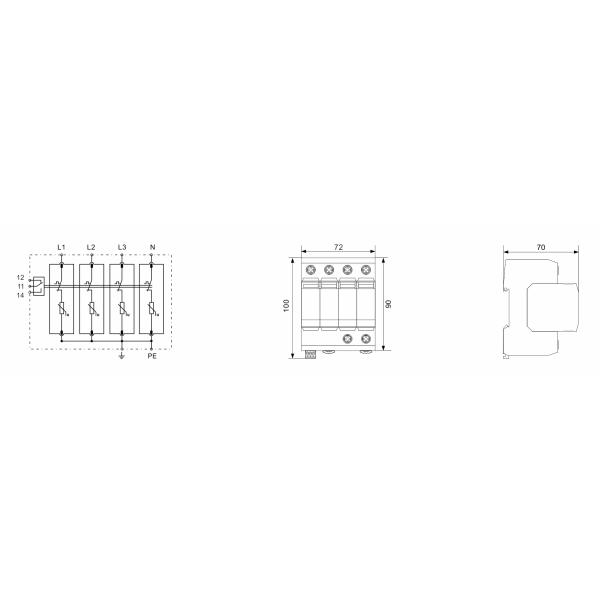 IP20 DIN Rail Surge Protector BRITEC BR-60 4P 60KA Home Lightning Arrester