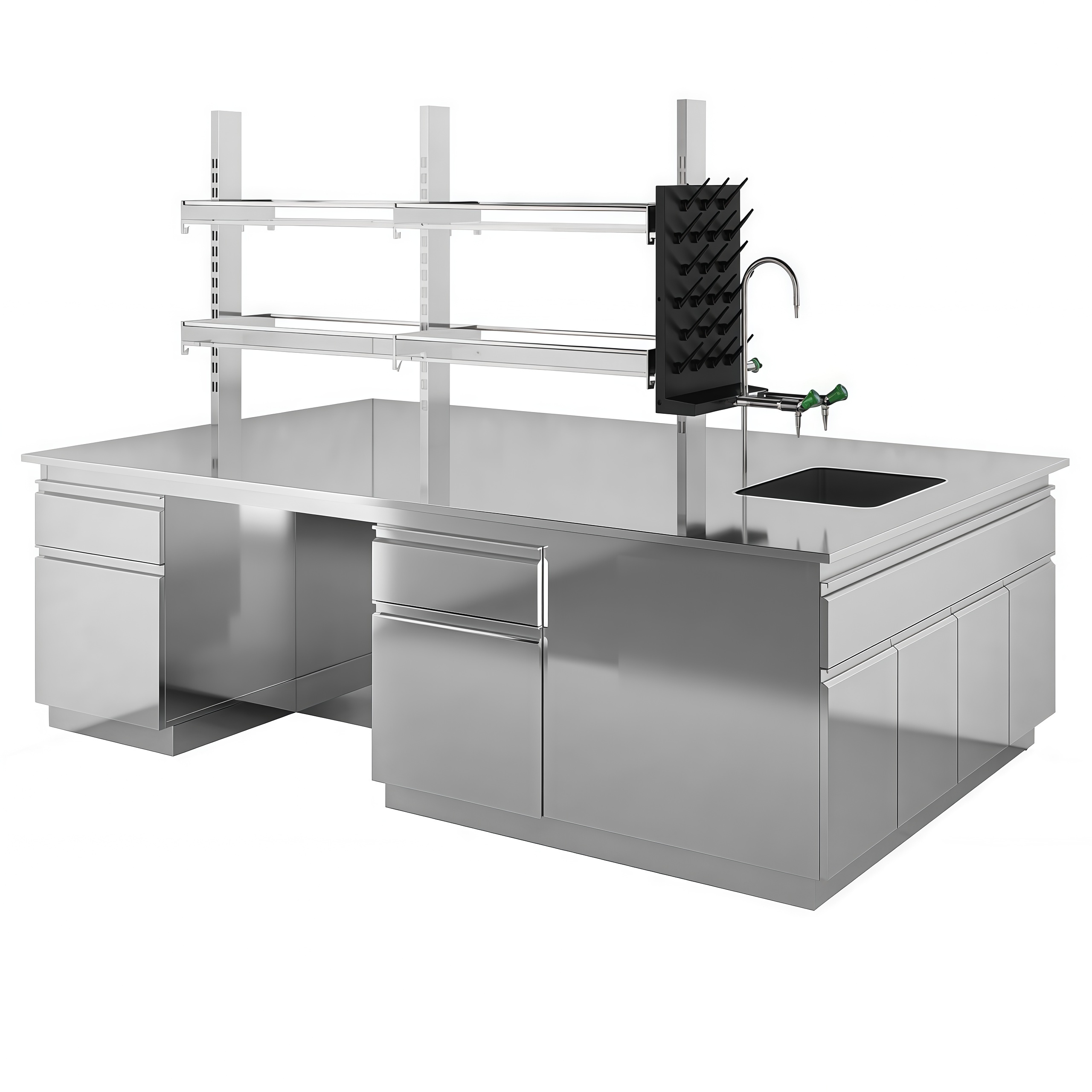 Custom Stainless Steel Workbench Chemical Resistant Stainless Work Table With Reagent Storage Cabinet