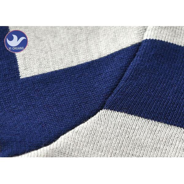 Kid Stripes Boys Knit Pullover Sweater Crew Neck For Spring / Fall / Winter