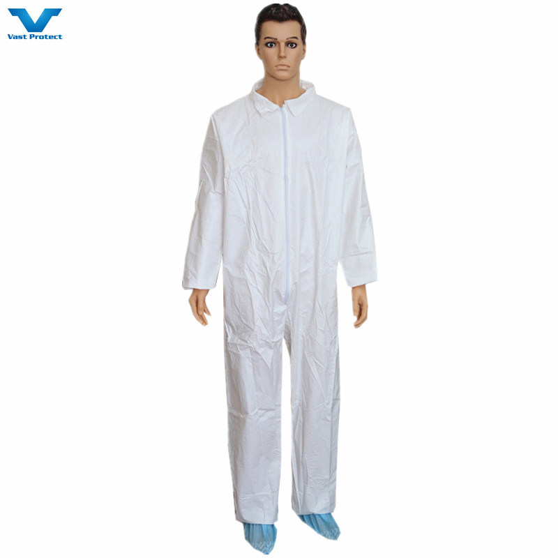 CE Cat 3 Type 5 6 Microporous White Disposable Coveralls with Bootscover