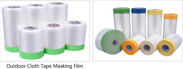Disposable car protection pre-taped paint plastic masking film, PE material soft hardness protective plastic masking fi